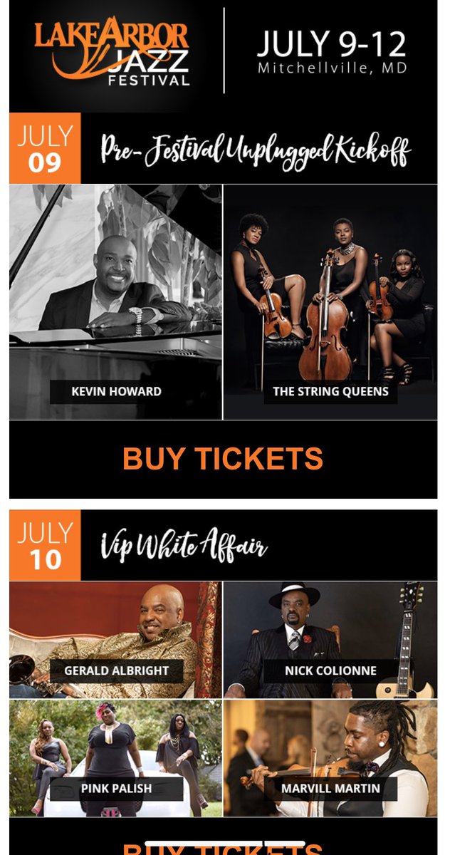 Check out the 2020 Lake Arbor Jazz Festival Lineup. Tickets are on Sale Now!
lakearborjazz.com