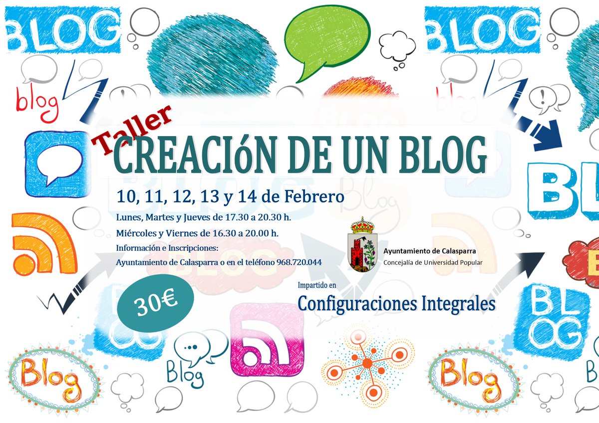 Adinor_'s tweet photo. Si quieres aprender a hacer y gestionar y blog, la Universidad Popular de @AytoCalasparra te lo pone fácil... +info 630.828.698 https://t.co/jWf2rRgxOa