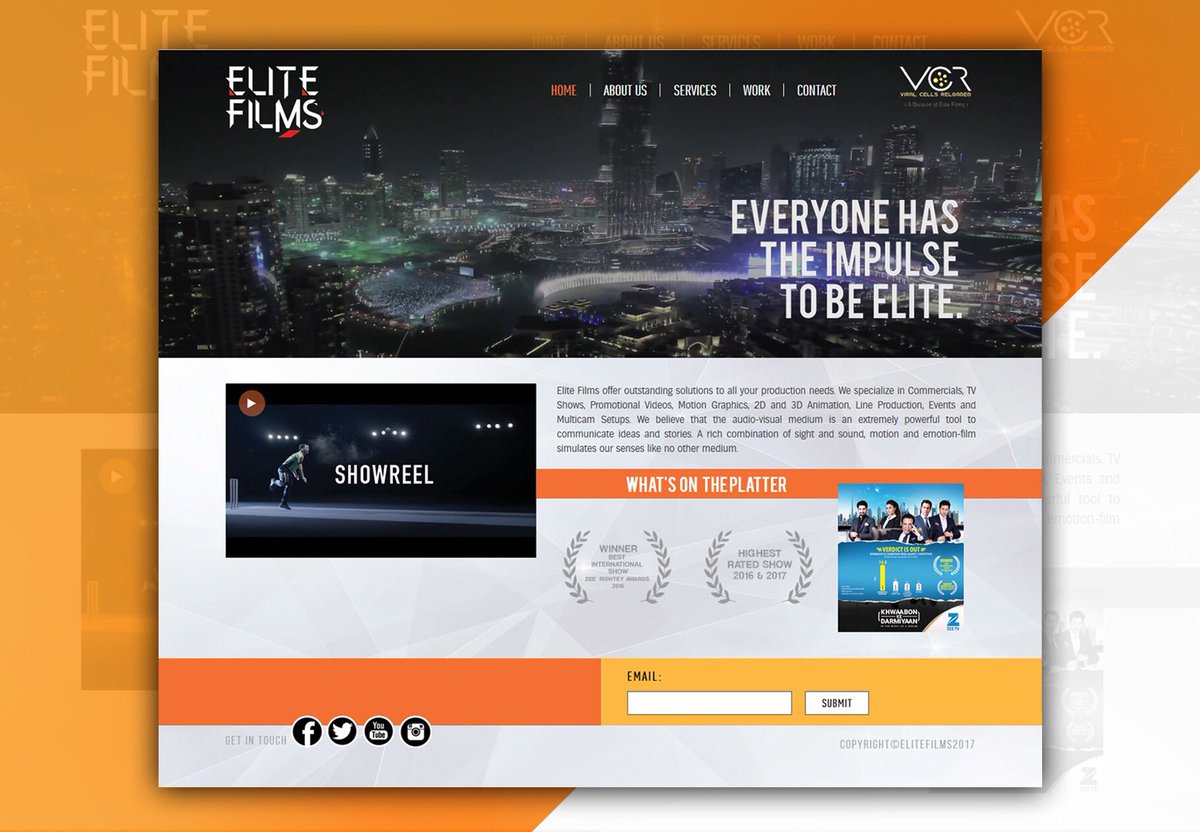 Web_Creatore's tweet photo. This website is for a Dubai based production company. Elite Films provides solutions to all the media needs. They specialise in Commercials, TV Shows, Motion Graphics, 2D and 3D Animation, Line Production, Events and Multicam Setups.
Visit: https://t.co/fGKvr5SNVU https://t.co/hocgo1dlAG
