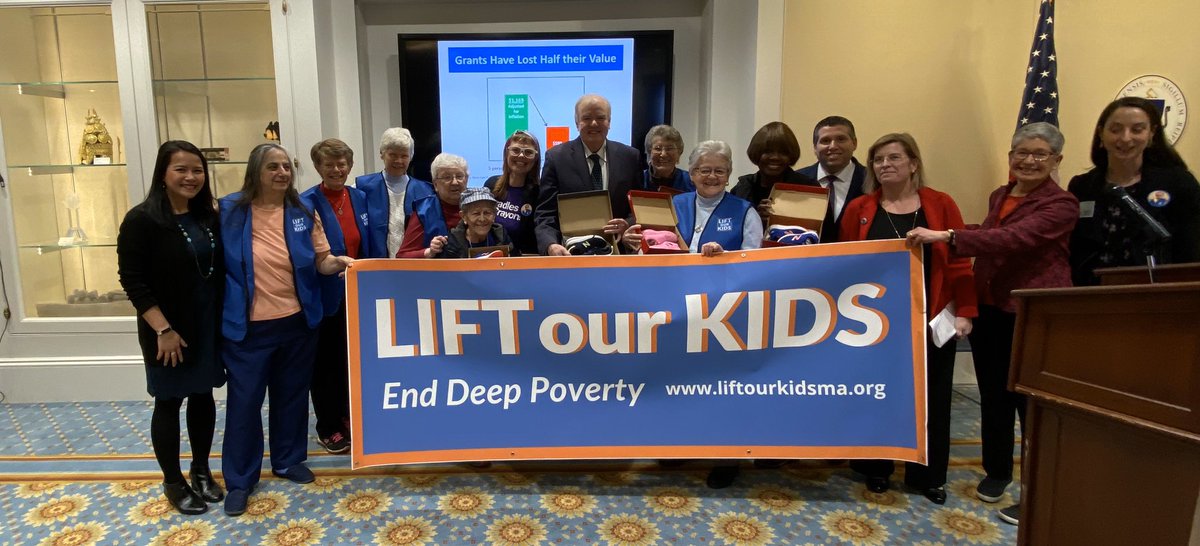 Lift Our Kids Out of Deep Poverty Shoes &amp; Socks event at the State House today. Maximum TAFDC grants leave our kids below federal poverty levels. Bills filed by <a href="/MarjorieDecker/">Marjorie Decker</a> &amp; <a href="/SenDiDomenico/">Sal DiDomenico</a> will raise these grants. #mapoli #liftourkids