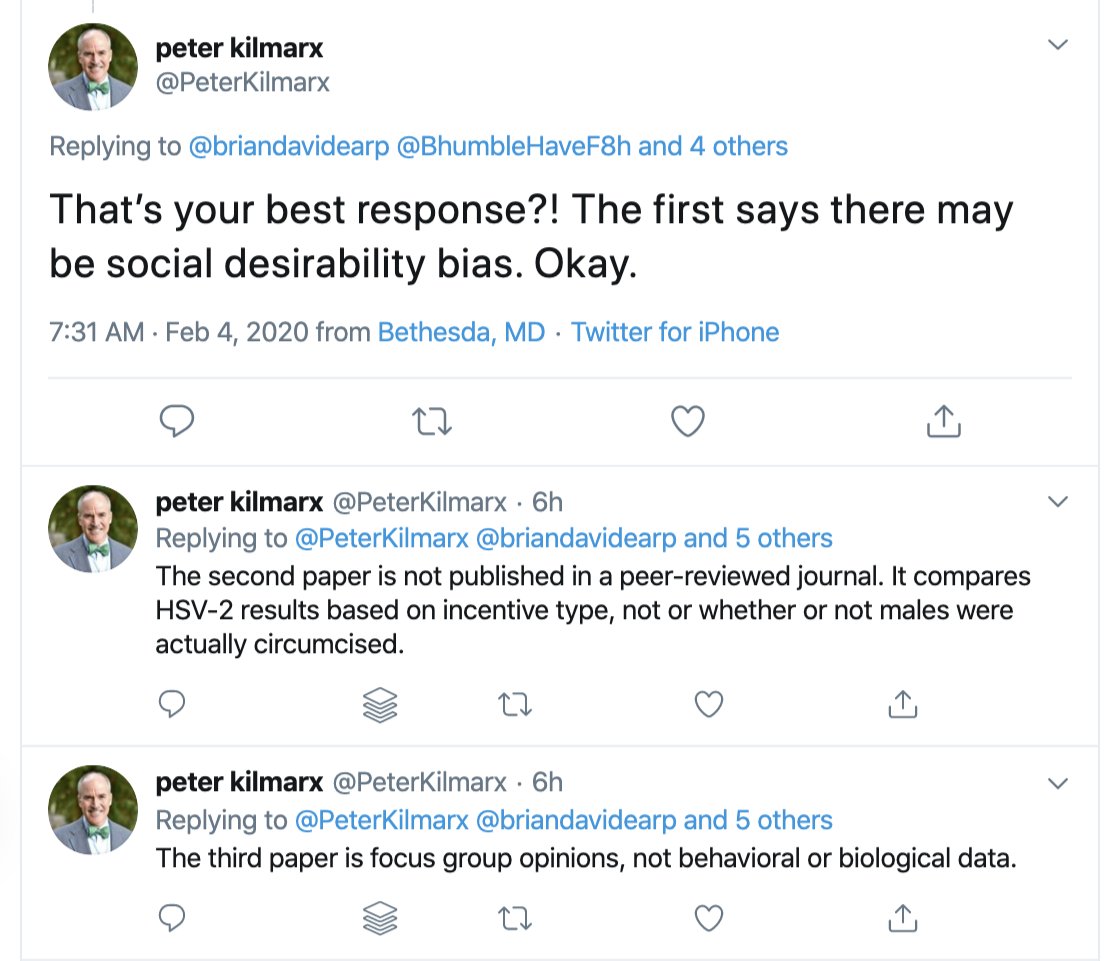 He responded as seen below. I found his response worrying. SDR bias is huge concern in this area; he simply dismisses it. Prelim data he dismisses as not yet peer-reviewed, perhaps unaware of research showing peer review is v. poor quality control; u have to read papers yourself