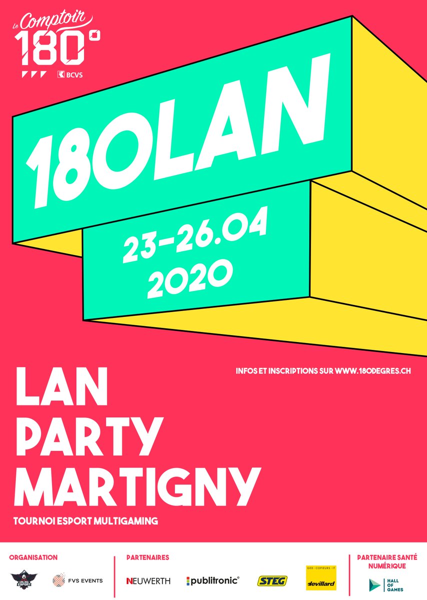 ValaisEsport's tweet photo. We are proud to present, in collaboration with the FVS Groupe, our 100% Valais LAN project !
From 23-26 April at the CERM in martigny, more than CHF 10'000 cash prize will be distributed over #Fortnite, #LeagueOfLegends, #Hearthstone and #RocketLeague.

Infos are coming thursday https://t.co/YmlGoYx1XY