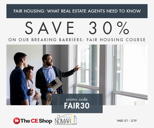 Save 30% today when you sign up for our 3-hour online #FairHousing CE course: Breaking Barriers! Use the code: FAIR 30 #OnlineCE #REALTOR #HousingOpportunity