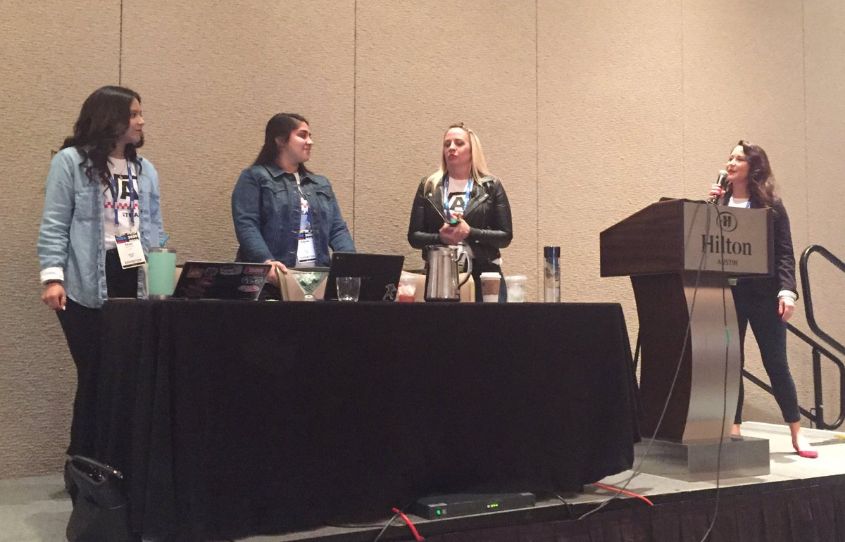 SISQITMAN's tweet image. And here they are - members of our @VHSiTeam sharing their experiences with their iTeam teacher-lead, @eringoesTECH and ITS @moffatt_teach -Great job ladies! #tcea #TCEA2020 @VanISDVanTX @VanVandals1 #vanedtech #studentvoice