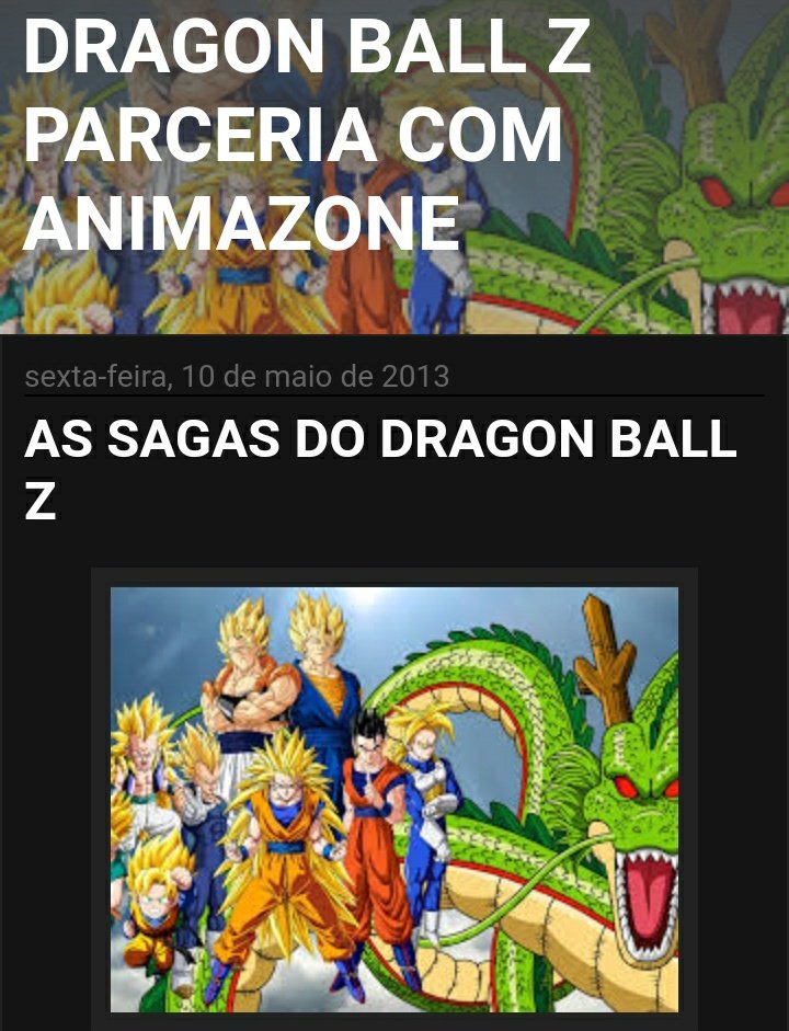 DRAGON BALL Z PARCERIA COM ANIMAZONE: AS SAGAS DO DRAGON BALL Z