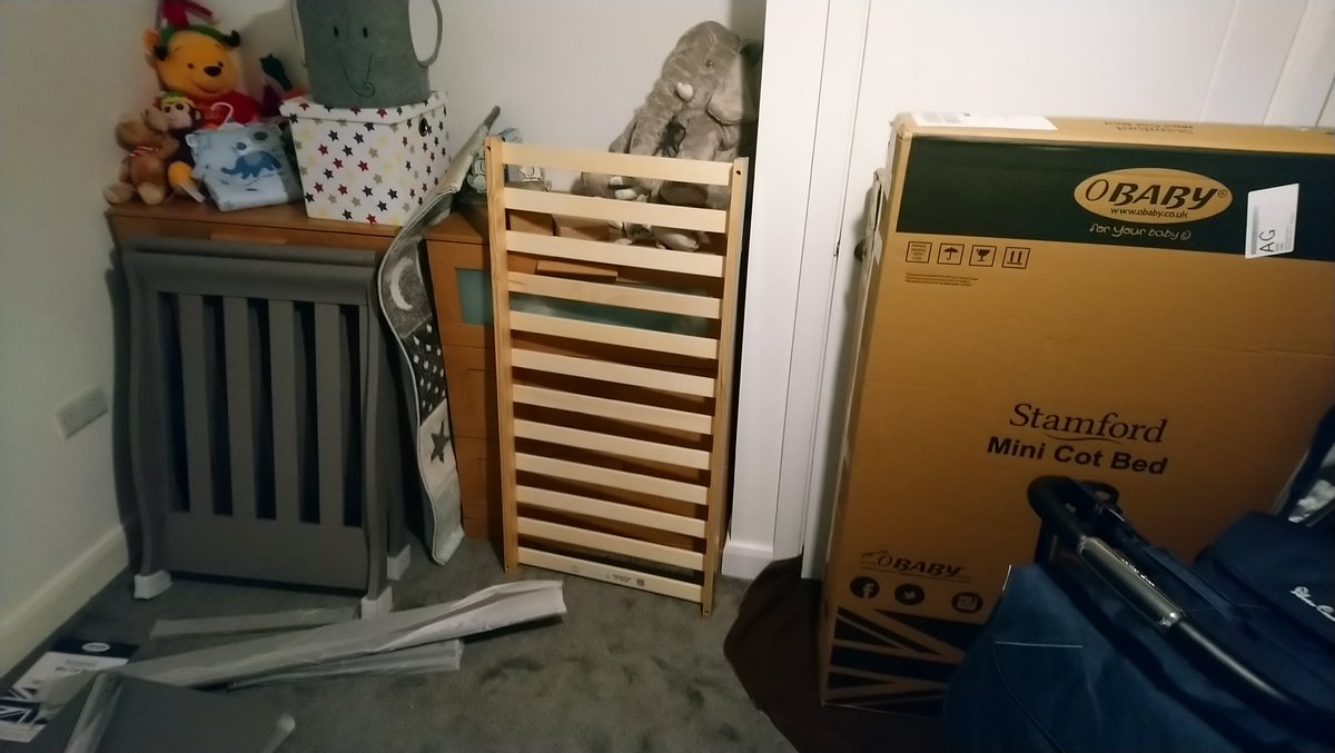 BenOxlade1's tweet photo. Think I have no choice but to put the cot bed up tonight...
Yes, that's the door behind the boxes 😂 #blockedin #noescape #bettergetstarted https://t.co/mv1f1xzB1g
