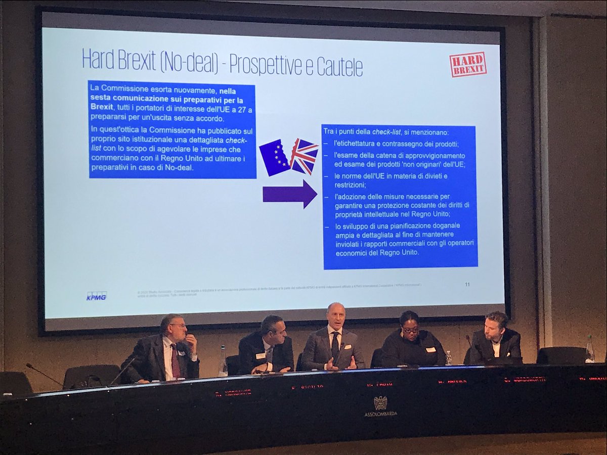 BritChamItaly's tweet photo. Massimo Fabio of KPMG moderating trade panel on the future relations between #UK and #Italy at today’s conference organised by @BritChamItaly &amp; @ItalianChamUK in collaboration with @Assolombarda  supported by @KPMG_Italy 

#BrexitBCCI
#BCCICommunity
#BCCI2020 https://t.co/UHjoVY8MM6