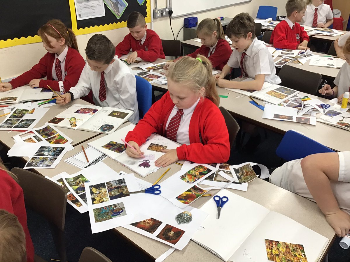 Class5MrsG1's tweet photo. Year 5 are really enjoying our Art topic. We are researching, designing and making carnival masks, to link with our South America topic. The children enjoyed creating ideas pages in their sketchbooks ready to make them on Thursday. https://t.co/ZyGXxHelnY