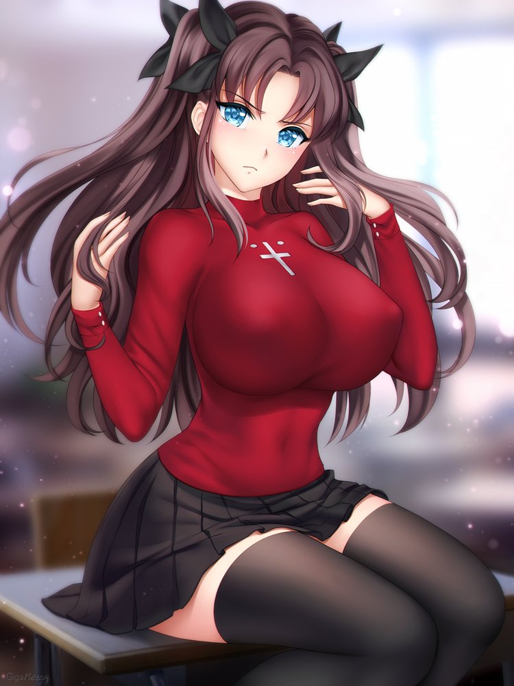 “Rin Tohsaka ...a bit altered version (￣ω￣)ゞ Commission work for breastexpa...