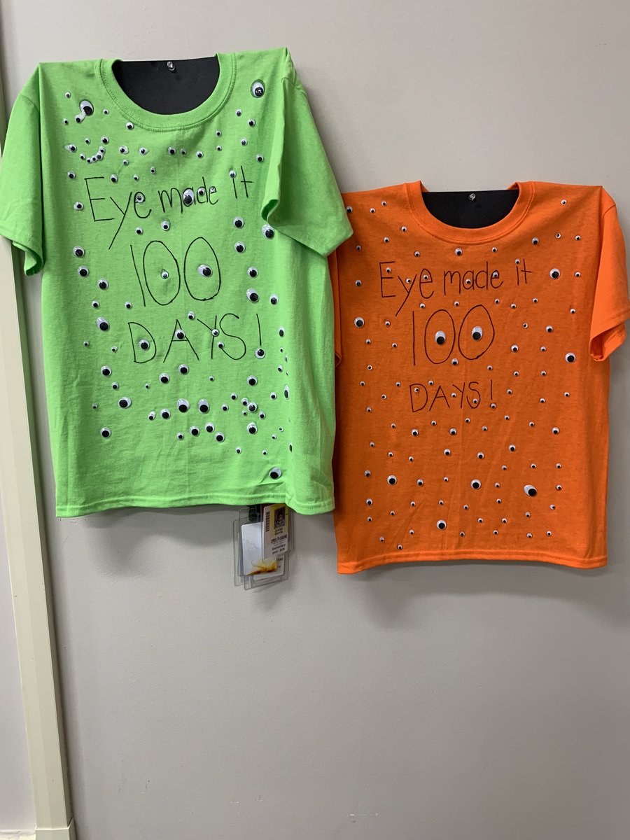 MsLPowellsClass's tweet photo. We had so much fun making our shirts for the 100th day of school tomorrow! They practiced making ten sets of ten so they would have 100 eyes for their shirt. @WillbernES #bewillbern https://t.co/2HBgY2ejST