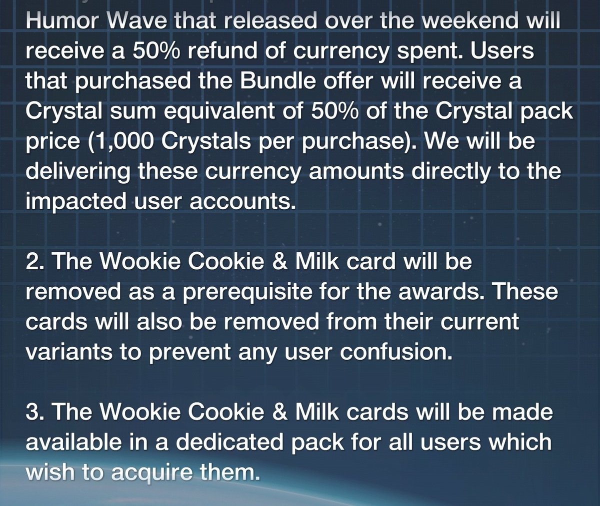 SWCTBinks's tweet image. Credit where credit's due. The response to the humor issue is as good as anyone could've asked. A 50% refund along with removing the affected card as a need for the set award is very fair. Thank you for correcting this @ToppsSWCT