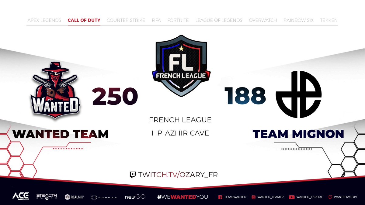 WanteD_TeamFR's tweet photo. @LigueCoDFR @Ozary_Fr @jeandiinho [#FrenchLeague] #CallofDuty 

Nous remportons la 1re map dans le tournoi by @LigueCoDFR🆚#TeamMignon

HP▶️250-188✅

🎥Stream  by @Ozary_Fr &amp; Cast by @Ozary_Fr et @jeandiinho ON LIVE 🔴
 
📺 https://t.co/54KflSDoTX

#WanteDFight https://t.co/VSGxwI3tmF
