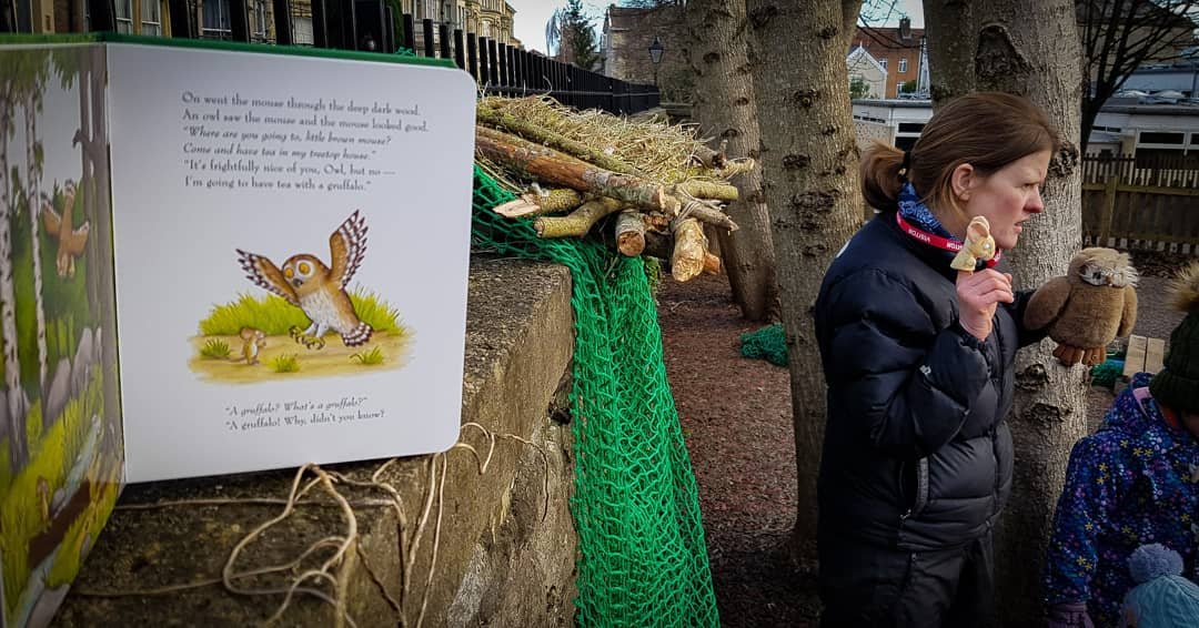 SGForestSchool's tweet image. The Reception children at Christ Church Clifton Primary School have been reading the Gruffalo in class.  Today we went into school to explore the story some more. We learnt lots about the animals and their habitats;  Of course there was time for fire and sweet treats!