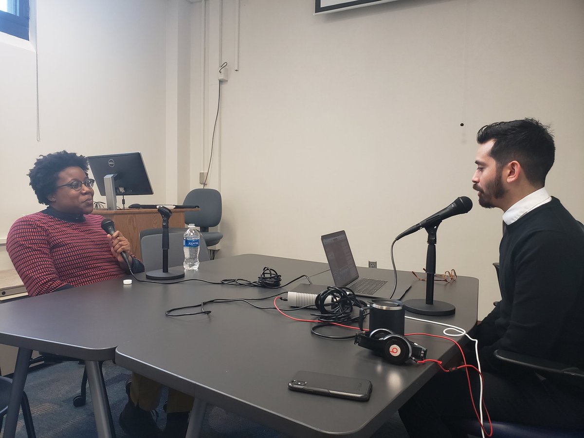 sferna109's tweet image. Behind the scenes, David Tamez, interviewing @moyazb for the upcoming episode of @IDRH_KU Digital KS Podcast. Stay tuned for EP. 2, where Bailey talks about how digital humanists have a key role in using tools to make political changes . #TransformDH   @KUSawyerSem