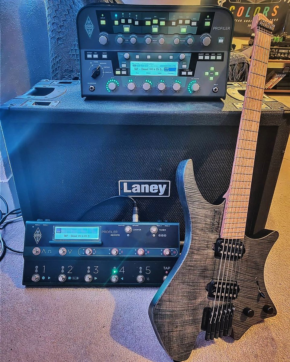 Sweet Setup by IG @jameshumphriesguitar!
.
.
.
 @Kemper_Amps @laneyamps
.
#strandberg #strandbergguitars #kemper #kemperamps #kemperprofiler #headlessguitar #goheadless #metal #techmetal #progmetal #musician #gear #guitargear #guitarrig #riffs #laney #laneyamplification