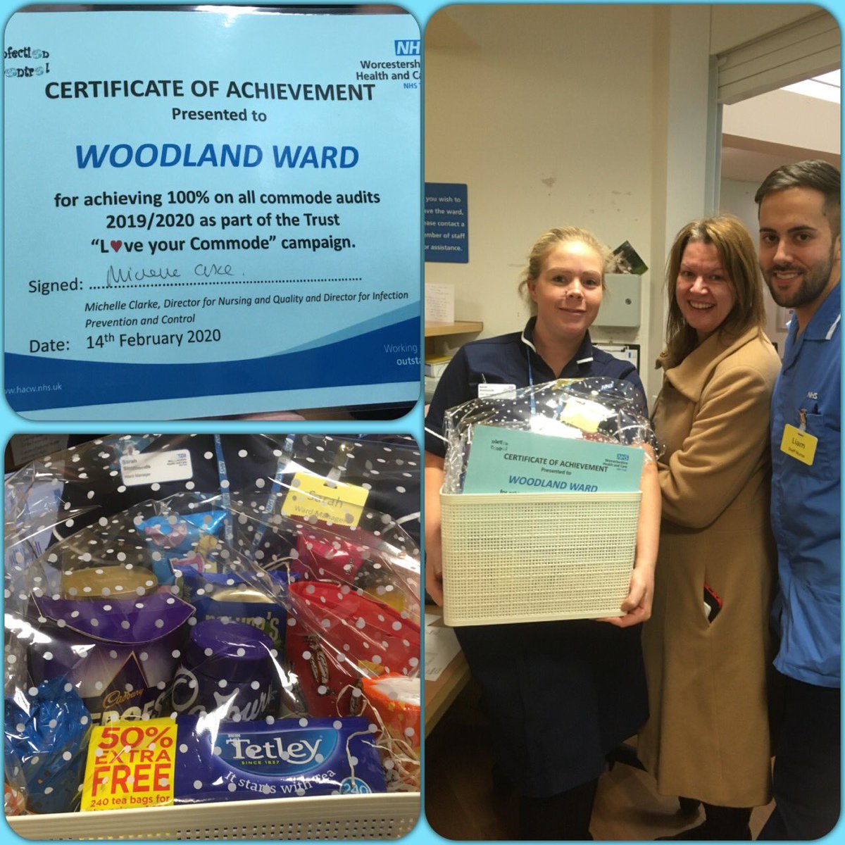 Woodland ward received a special delivery this afternoon from @HACWDoN - a treat-laden hamper in recognition of the team’s efforts in achieving 100% on all commode audits 2019/2020 as part of @WorcsHealthCare Trust’s ‘Love your Commode’ campaign.  A much appreciated gesture!