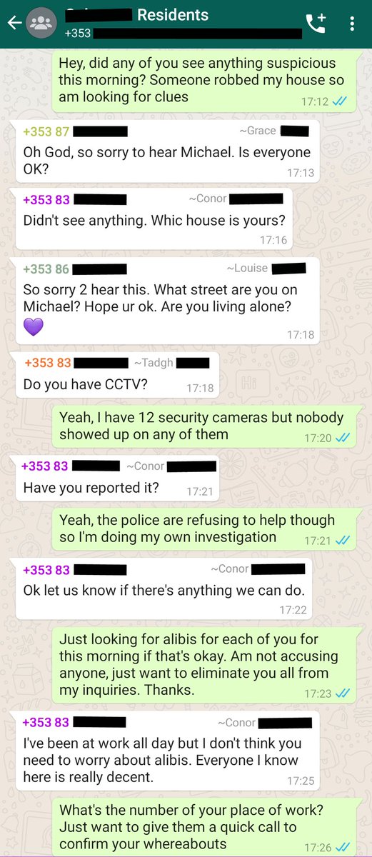 Michael1979's tweet image. Was the victim of crime today but I received very little sympathy from the members of this group chat I found on Facebook
