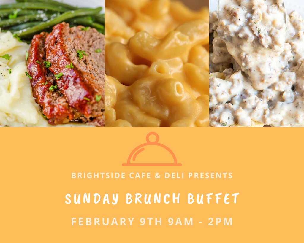 Join us this Sunday, February 9th, as we enjoy a delicious homemade buffet, starting with Momma's Meatloaf!😋
Alongside that, we will have Mashed Potatoes &amp; Gravy, Mac n Cheese, Biscuits &amp; Gravy, Bacon Egg Bake, Cheesy Hashbrowns, Pancakes and More! 🔥
Only $11.99 Drinks included
