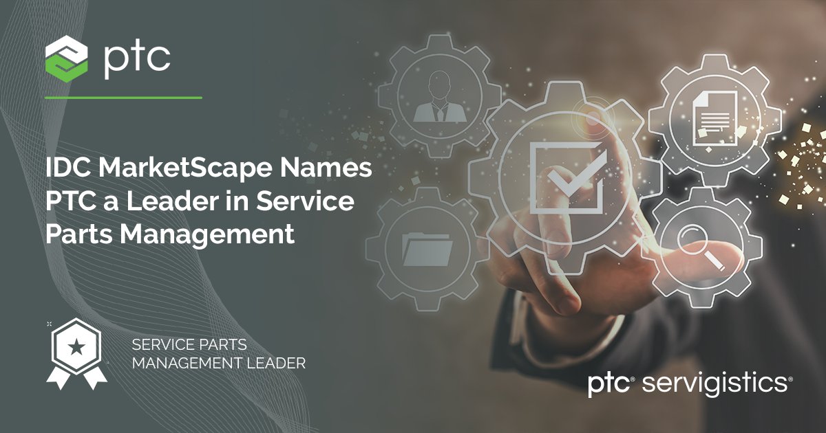 PTC's tweet photo. .@IDC recently named @PTC_Service a Leader in their #IDCMarketscape: Worldwide #Manufacturing #ServicePartsManagement Applications 2020 Vendor Assessment. Discover how this #technology empowers #service organizations: https://t.co/irjounslx3 https://t.co/SY5DMdxDGg