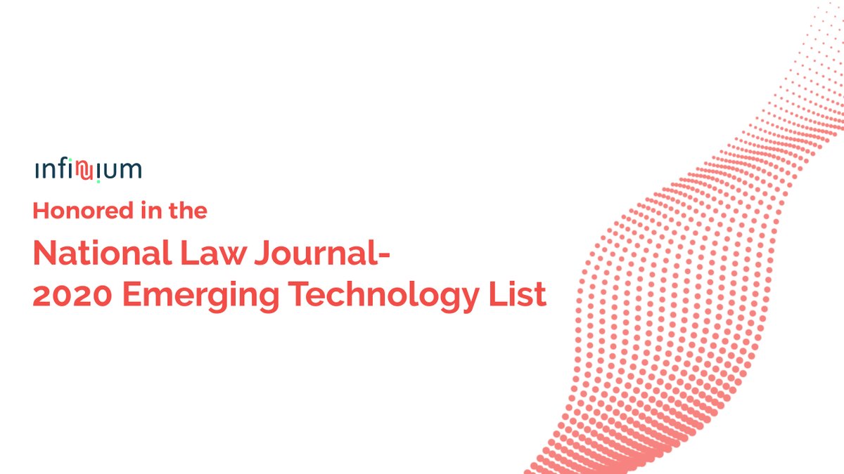 infinnium1's tweet photo. We are excited to announce that the @National Law Journal has named Infinnium to their 2020 Emerging Legal Technologies List. 

https://t.co/G4nnwpWYcH https://t.co/Wn8Ej8o0HW
