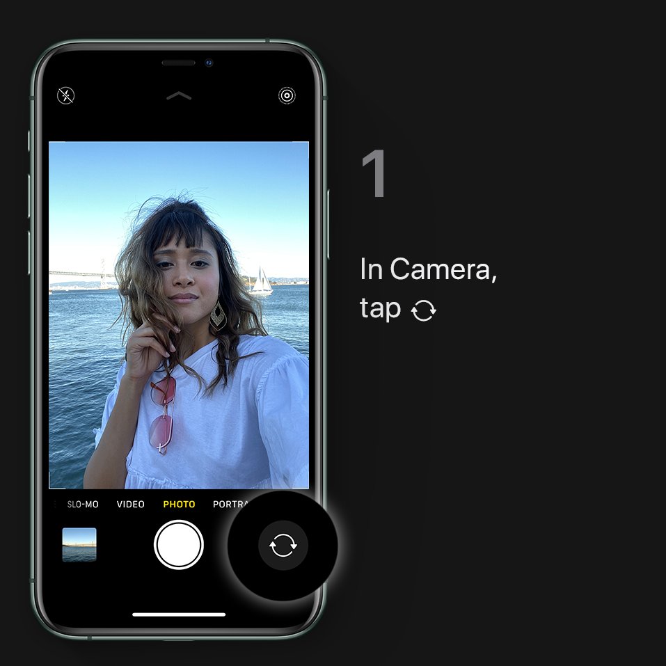 Step 1: In Camera, tap the camera chooser.