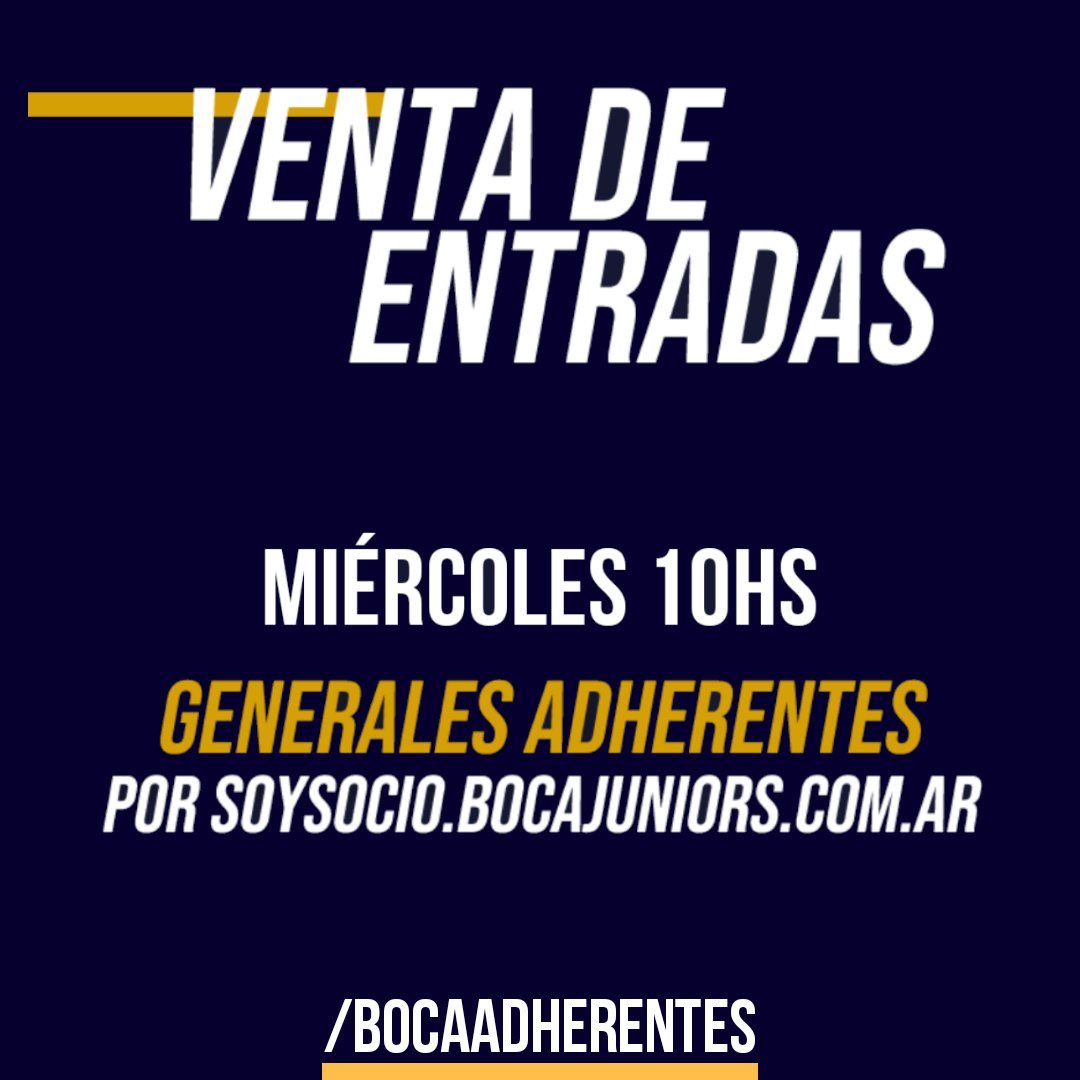 MBocaJrsQuerido's tweet photo. Mañana comienza la venta de entradas para socios adherentes 🇸🇪
Miércoles 05/02 10HS
https://t.co/XHHmppVR4T
Boca-Atlético Tucumán 08/02 21:45
#MBJQ #IdentidadXeneize #LaTribunaAlClub https://t.co/eYFL2cGacy