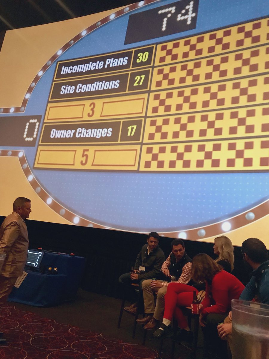 StanMeyers's tweet photo. Contractors and engineers at today’s @ESS_emerysapp #LearnAndEarn find a (relatively) civilized way to settle their feud. #FamilyFeud #construction #designplans #blametheowner #orthearchitect https://t.co/X6bBuLJHz4