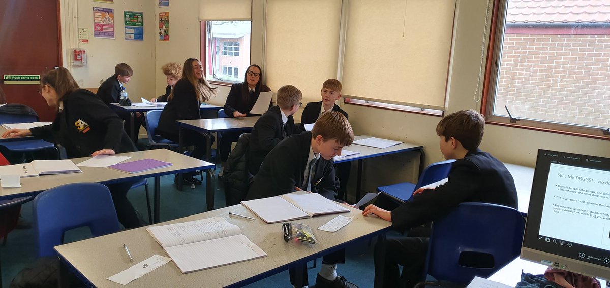SAGCSEPE's tweet photo. Year 9 GCSE students learning about drugs in sport; some athletes from a range of sports have to go to each 'drug seller' who must convince them that their drug is the best performance enhancing drug for their sport. A brilliant lesson, approached with such maturity and enjoyment https://t.co/timhageKZf