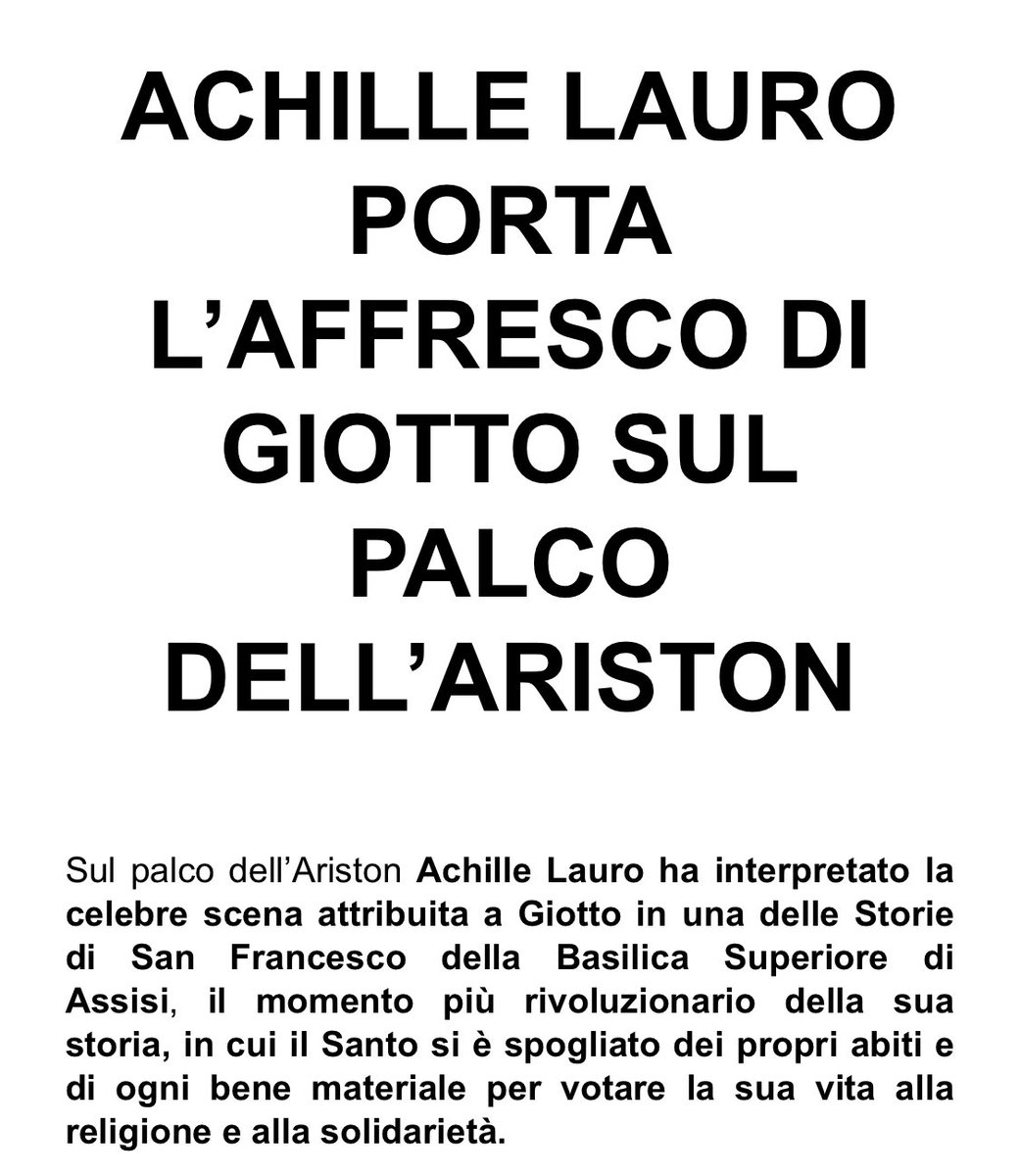 Per chi non lo avesse capito. L’affresco di Giotto per #AchilleLauro #Sanremo2020