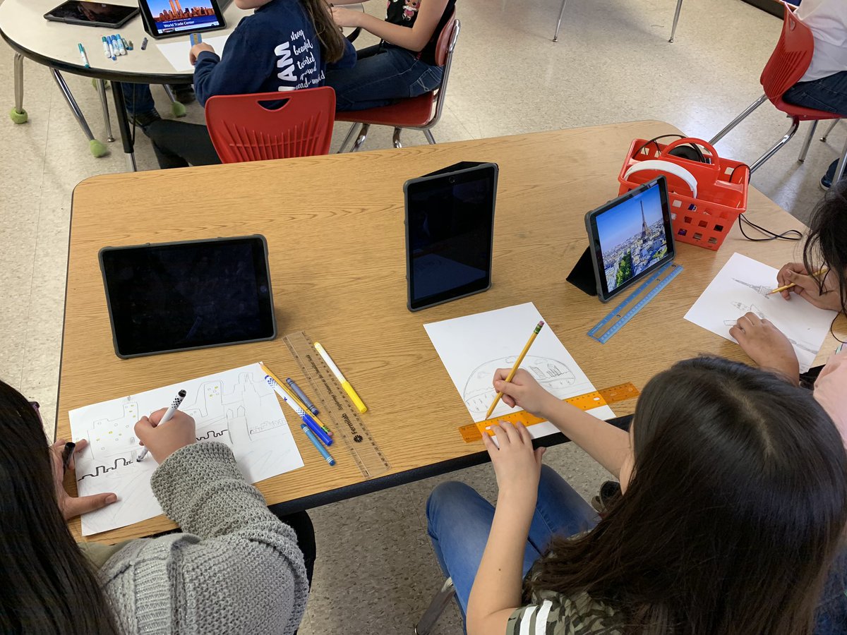 Ms_Rippin's tweet photo. Great first Art Club meeting! The students are learning about cityscapes this week #hiawathapride https://t.co/XQ50PqEYuR