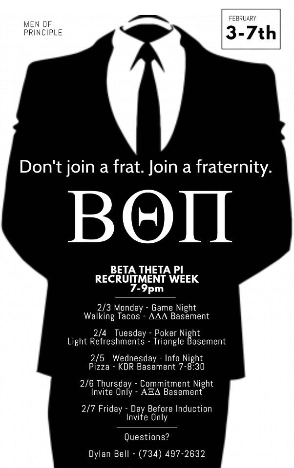 Don’t join a frat. Join a fraternity. Come join Beta and see the difference.