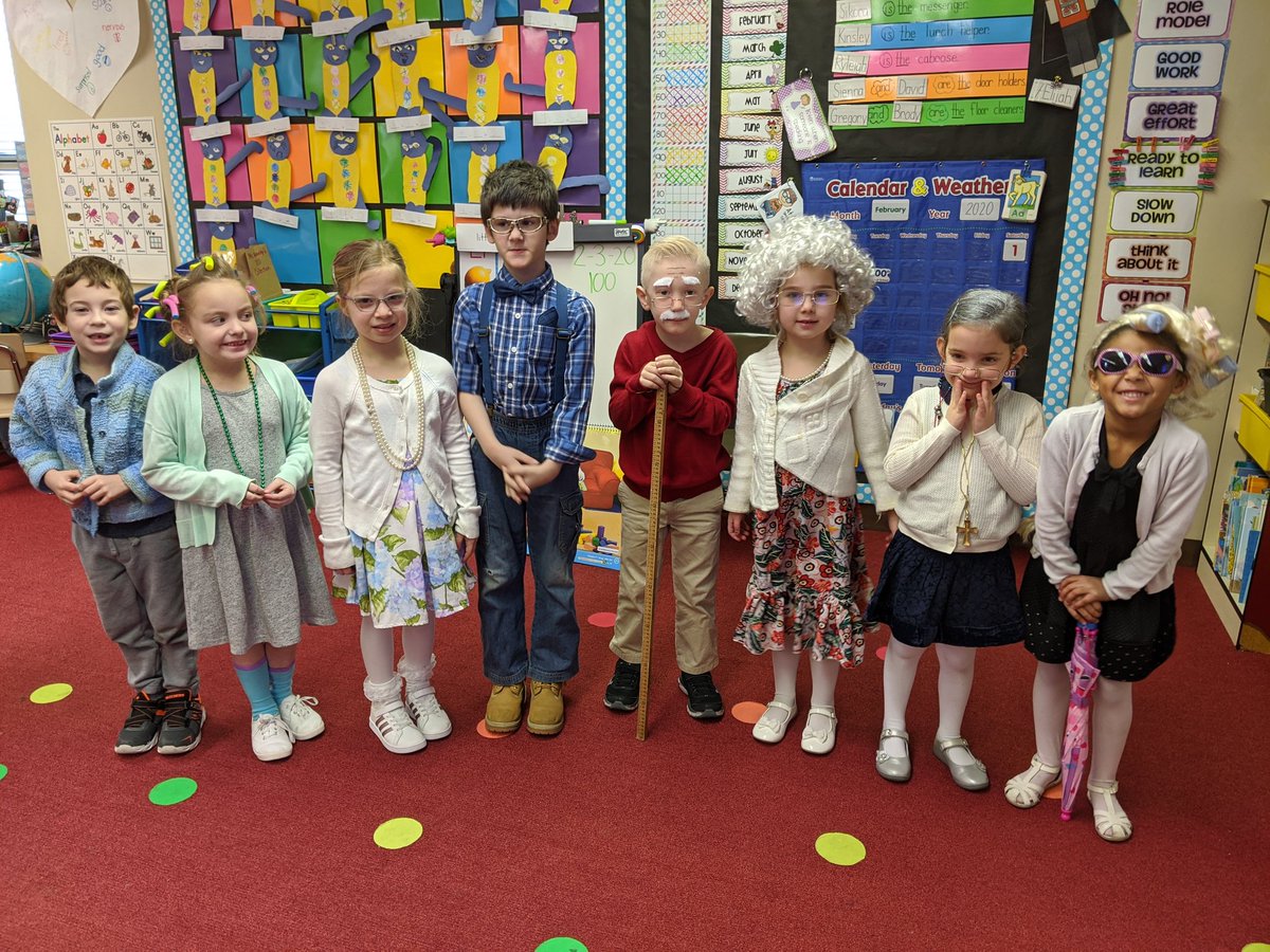 saramak72's tweet photo. 100th day hooray!  These kindergarteners are 100 years old!! 
@nasdborok @nasdborough #100daysofschool https://t.co/R0oYCDKfZ2
