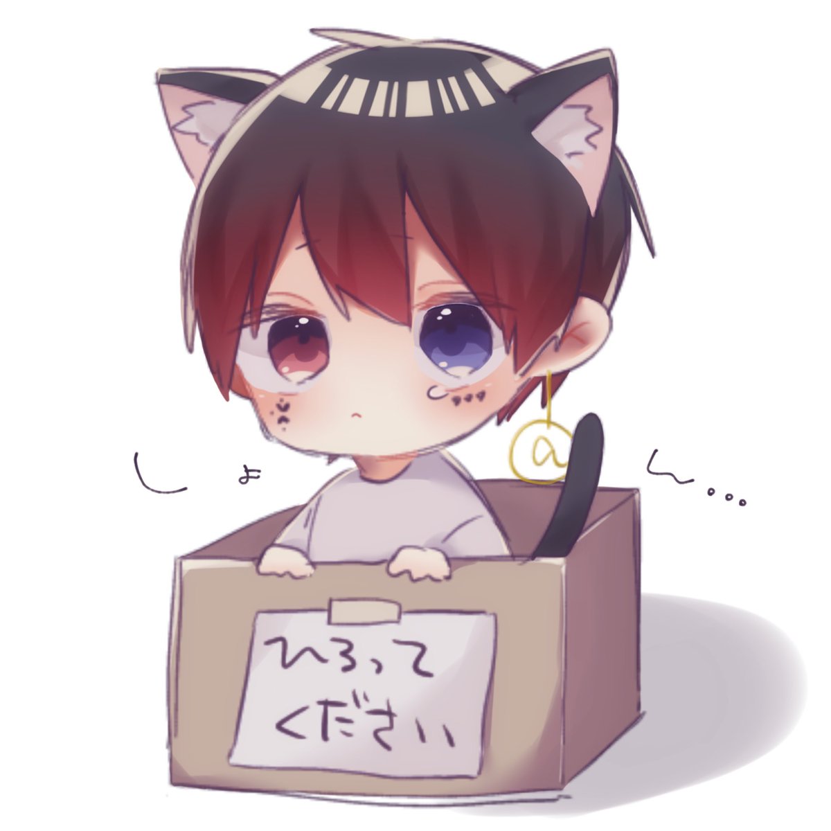 1boy animal ears heterochromia male focus cardboard box in box cat ears  illustration images