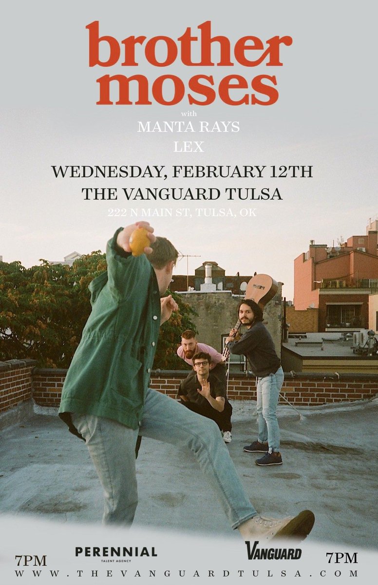 The Vanguard Tulsa (@tulsavanguard) on Twitter photo Wednesday, 02/12 ///
<a href="/brother_moses/">brother moses on the computer</a>
w/ local support from <a href="/mantaraaays/">Manta Rays</a> and (LEX) Alexis Onyango
Get tickets: buff.ly/2NkKPBC
Event: buff.ly/2Ni8fYa Wednesday, 02/12 ///
<a href="/brother_moses/">brother moses on the computer</a>
w/ local support from <a href="/mantaraaays/">Manta Rays</a> and (LEX) Alexis Onyango
Get tickets: buff.ly/2NkKPBC
Event: buff.ly/2Ni8fYa