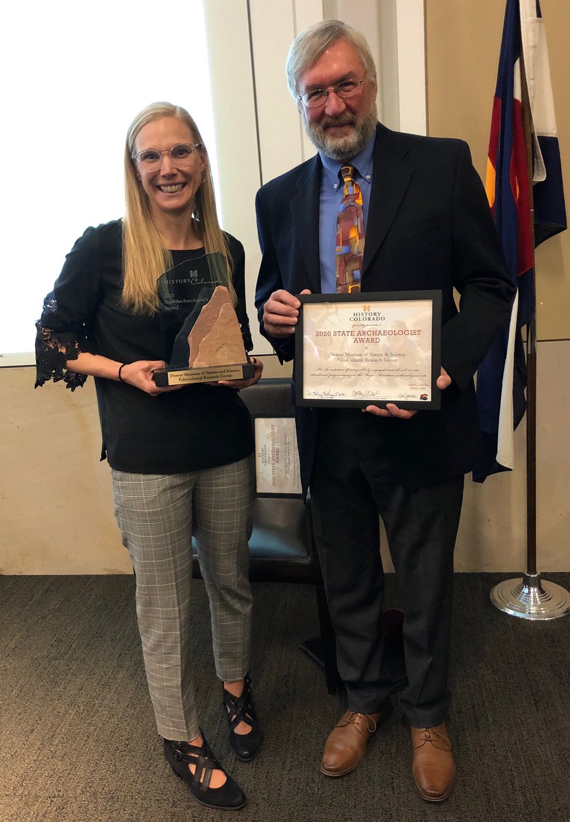 PaleoCulturalRG's tweet photo. Honored to receive the State Archaeologist Award with our friends at @DenverMuseumNS from the @HistoryColorado 2020 Stephen H Hart Awards! This award belongs to the over 130 volunteers and 3000+ visitors that made this project possible! THANK YOU!! #CitizenScience https://t.co/bL0l5qr0du