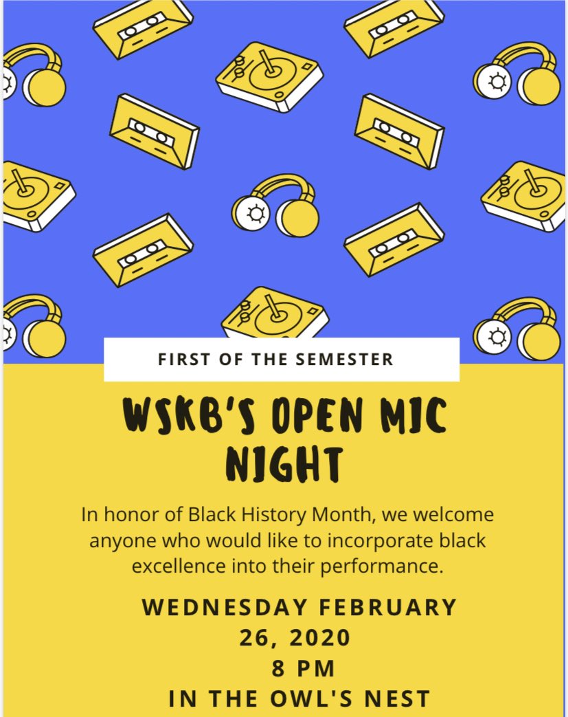 It’s black history month everyone and with that being said, we are welcoming anyone who would love to incorporate black excellence into their performance! Per usual, we welcome people to still come out and sing, perform comedy, or read a poem as well! We can’t wait to see you