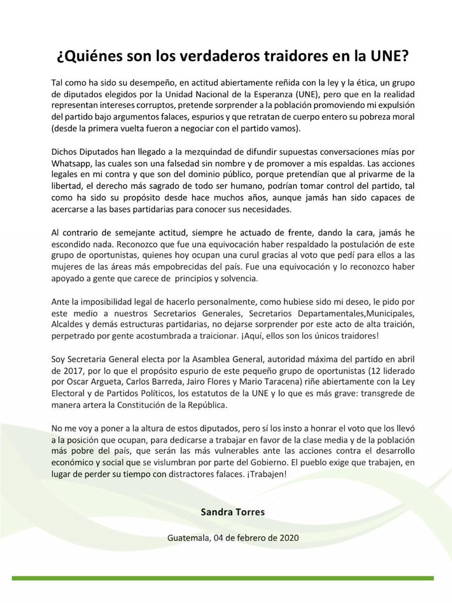 SandraTorresGUA's tweet photo. ¿Quienes son los verdaderos traidores en la UNE? https://t.co/gYVaBFDt4m
