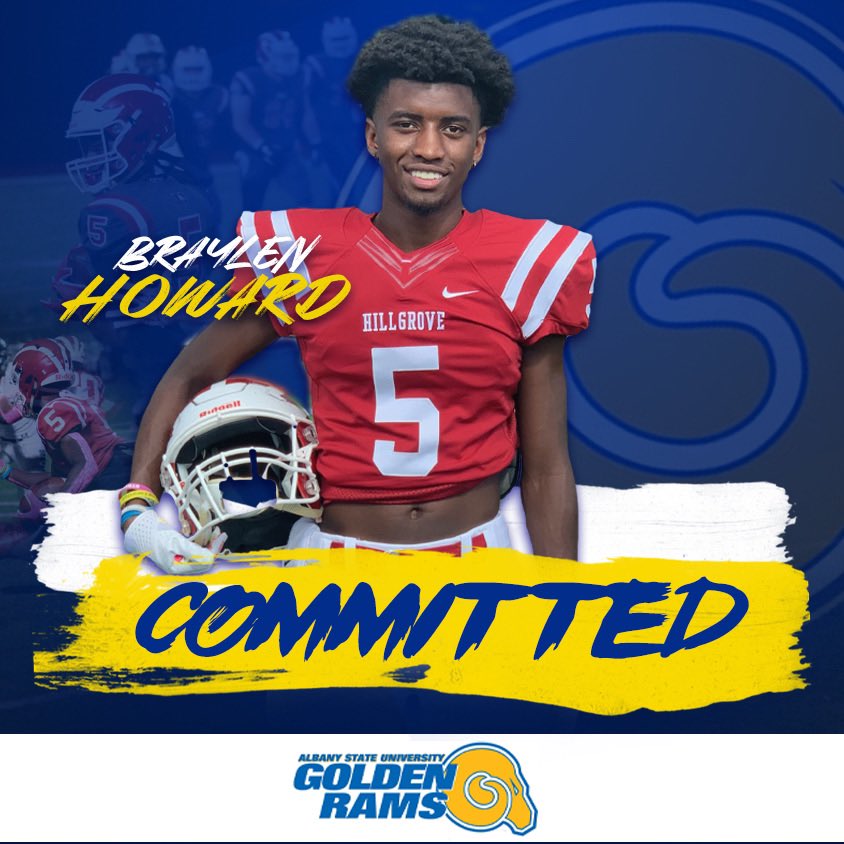 BraylenHoward's tweet photo. GGOD❤️ Thanks @GabeGiardina &amp; @CoachMiddleton1 for giving me the opportunity to continue playing football. I am officially committed to Albany State University💙💛 #GoRams #BanyBuilt20 https://t.co/omw0WqUGth