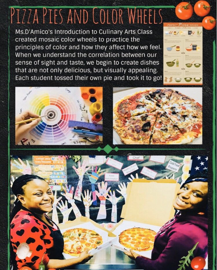 Our #Culinary Artists are applying the principles of the #colorwheel to create visually appealing #pizzas! 
Students are discovering how color combinations attract our eye to certain foods. #cooptech #canarsie #cte #weareartists #weareskilled we are #workforce ready!