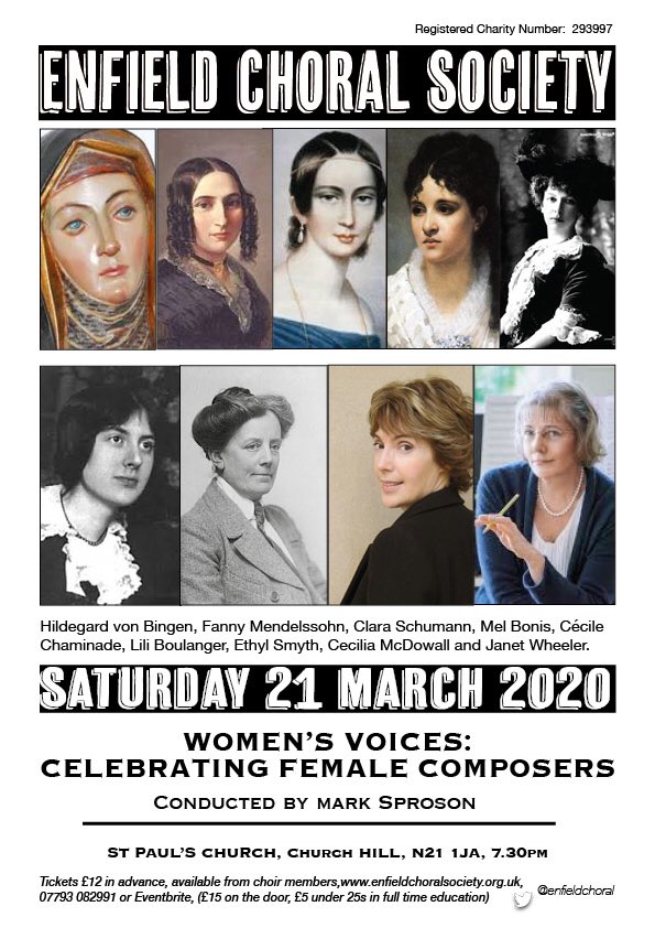 Our next concert is a celebration of female composers on 21st March - tickets from usual places, see poster for details ⁦<a href="/EnfieldDispatch/">Enfield Dispatch</a>⁩ ⁦<a href="/Enfield_Fest/">Enfield Festivals</a>⁩  ⁦<a href="/wavingtomyself/">Mark Sproson</a>⁩ ⁦<a href="/EnjoyEnfield/">Enjoy Enfield</a>⁩
