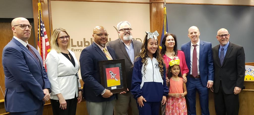 So proud of Reina! She not only represented <a href="/CavazosCavs/">Cavazos MS</a> but the district very well as she wrote a beautiful speech thanking our board of trustees <a href="/LubbockISD/">Lubbock ISD</a>! She is a rockstar! ❤💞