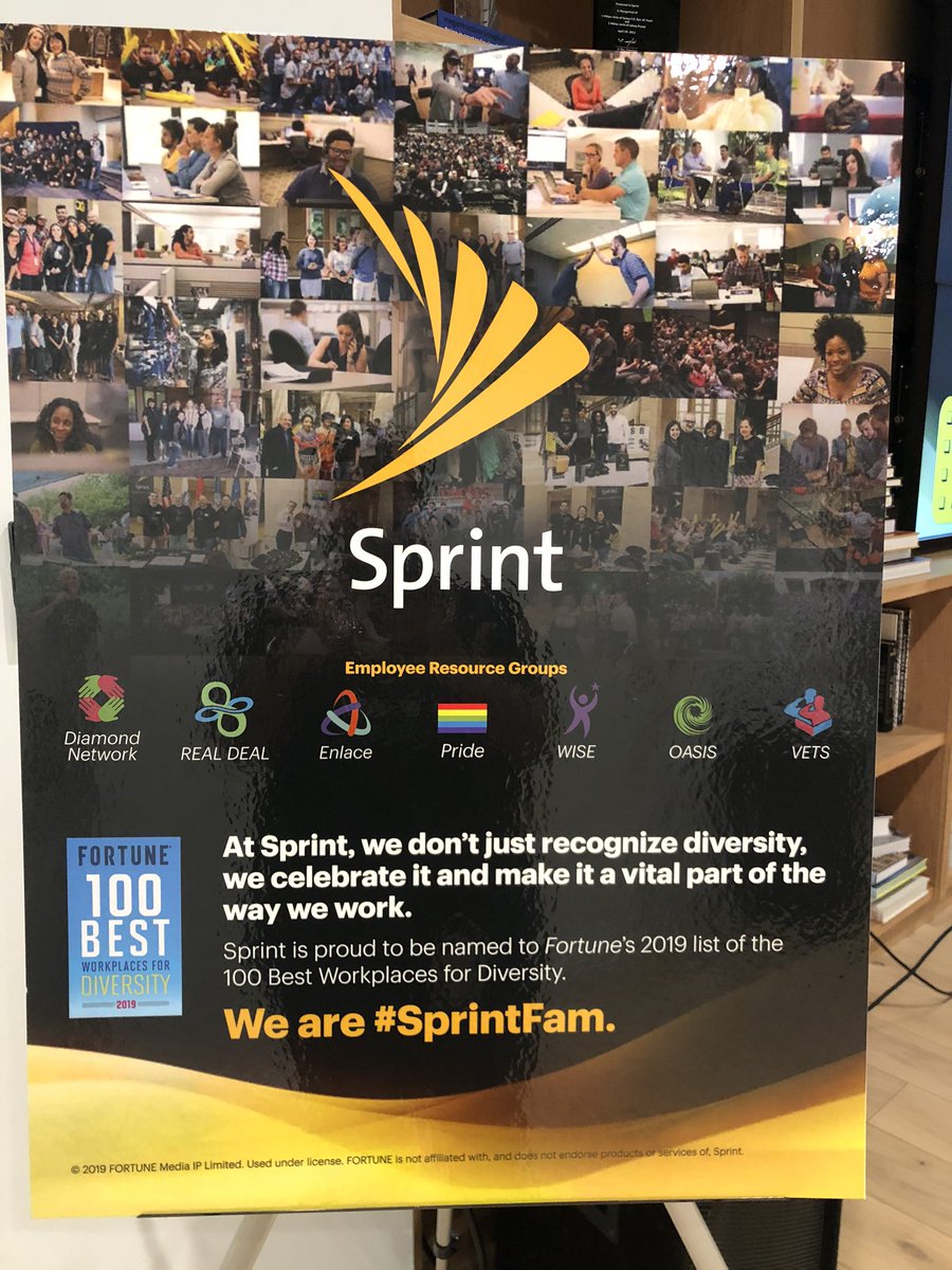 EnlaceErg's tweet photo. Celebrating @FortuneMagazine recognition as one of the “100 Best Workplaces for Diversity” #sprintfam @EnlaceErg @Sprint_WISE_ERG @SprintPrideERG @Sprint_Veterans @DiamondNetwork6 #realdeal #oasis @FlowerKelley  @DeeanneDK @MichelCombes https://t.co/FBhIkhu7v1