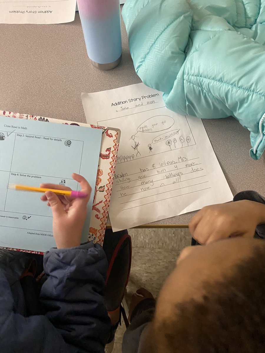 We have been learning to solve story problems so this week our 3rd grade buddies wrote story problems based on students’ interests and helped us solve <a href="/PineGrove_BCPS/">Pine Grove Elementary</a> @MrsClaggettPGE