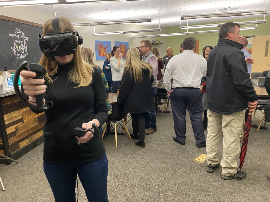 Hosted VR happy hour today for <a href="/LeadSGF/">Leadership Springfield</a>. Professionals always pretend it’s about seeing VR in enterprise but they’re really here for the <a href="/BeatSaber/">Beat Saber</a> and <a href="/tiltbrush/">Tilt Brush</a>.