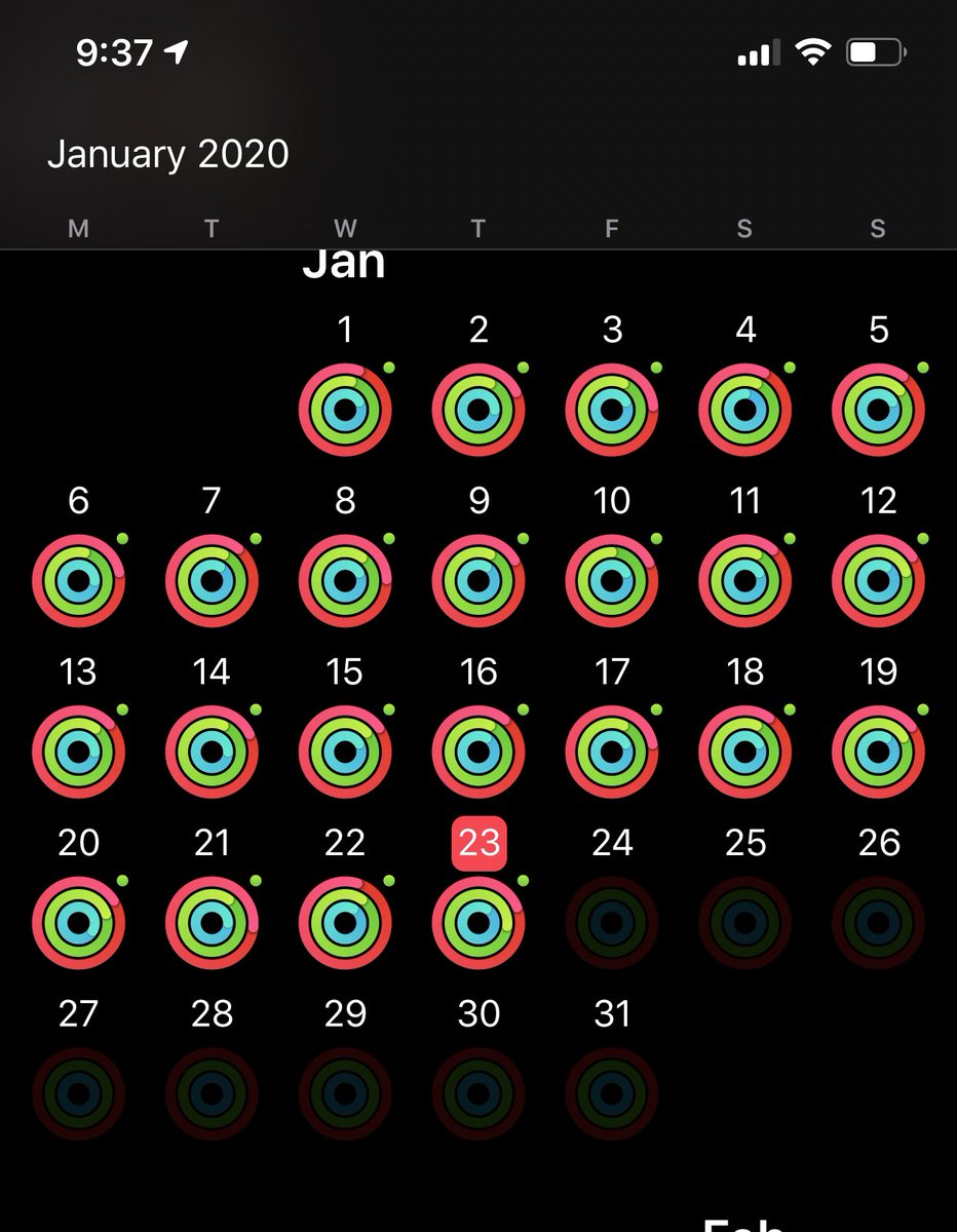 Made this a New Years Resolution. It has not been easy but I am determined to close the rings every day in January. #onedayatatime #closetherings