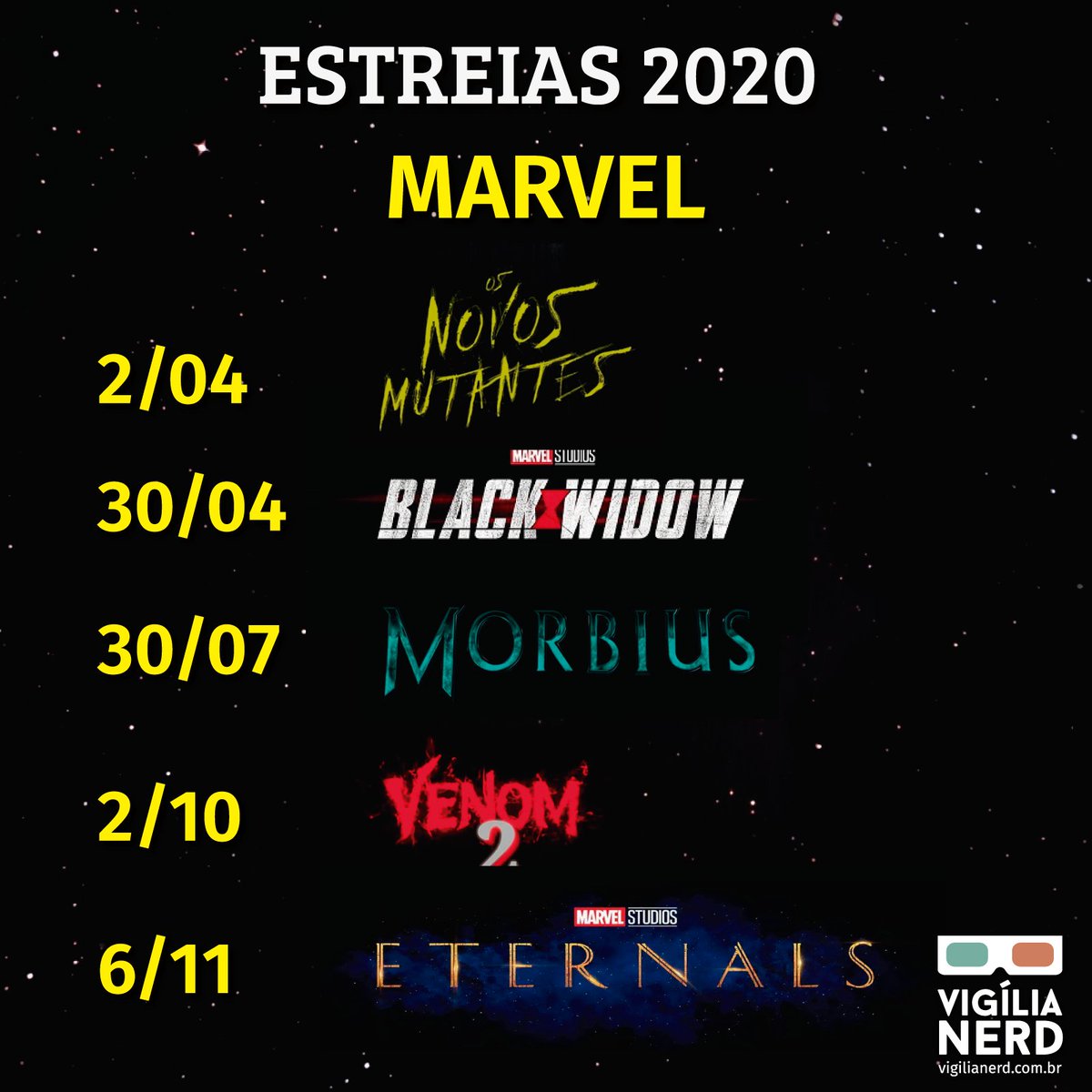 vigilianerd's tweet photo. Essas e outras estreias na nossa lista do #Preview2020 no cinema! #Marvel https://t.co/ufBydVJM8X https://t.co/z7PMo7GkVn