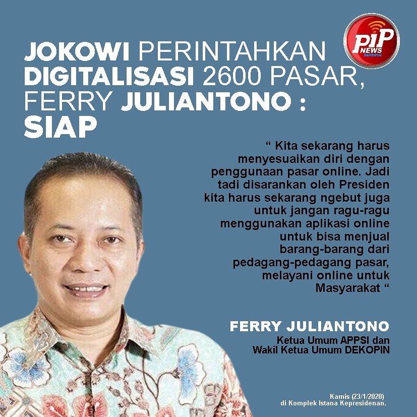 NewsPip's tweet photo. *Jokowi Perintahkan Digitalisasi 2600 Pasar, Ferry Juliantono : SIAP https://t.co/YjY2iITqLW