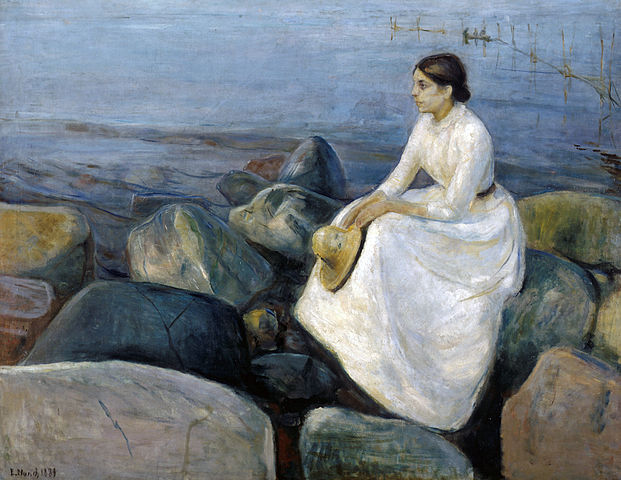 Summer night, Inger on the beach (1889) Edvard Munch's works -> art-art-art.net/munch/amp/