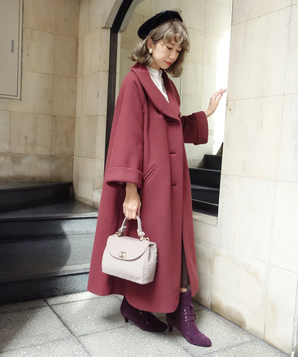 プロモーション到着 an ビッグカラーオーバーコート Fint angelus