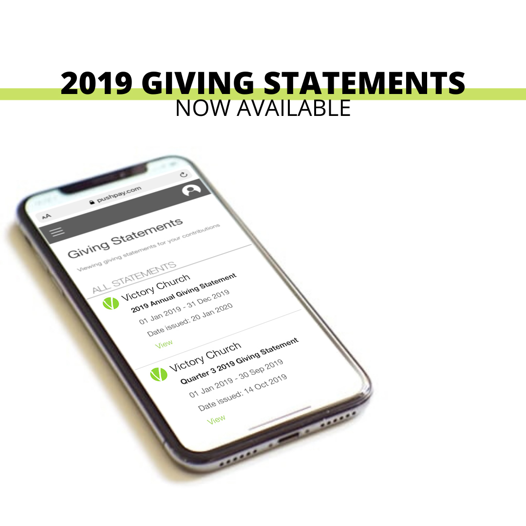 VictoryDenver's tweet photo. 2019 Giving Statements are now available! Check your email (possibly the spam folder), or simply login to your online giving account at https://t.co/HDKoyHK5fC and click on the Giving Statements tab.
Thanks again for your continuous generosity! https://t.co/EqCPmCcr0V